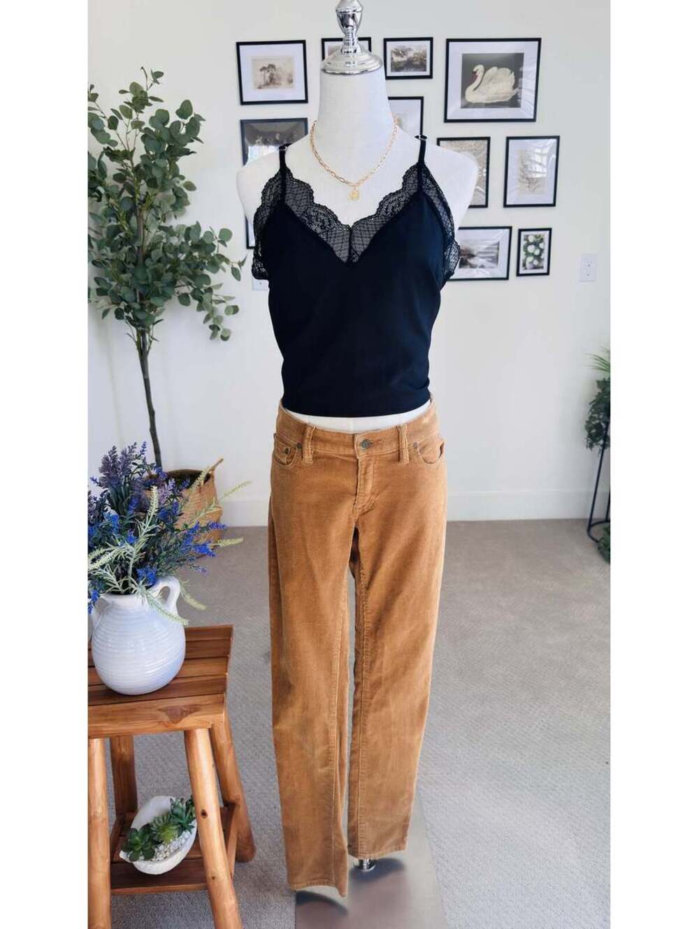 Ralph Lauren Tan Corduroy Straight Leg Pants Size 28
